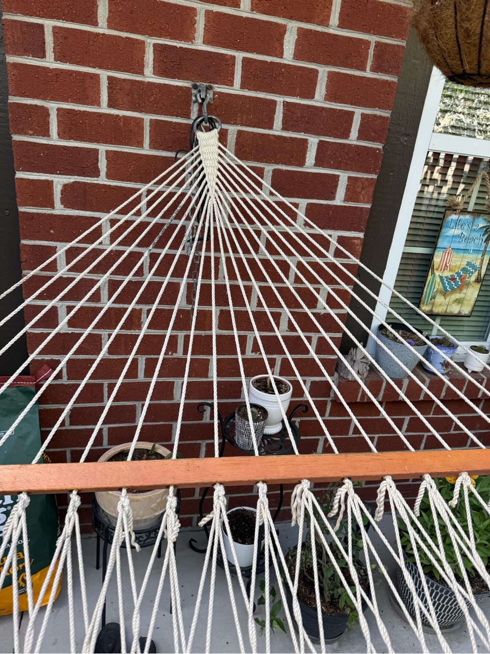 Amazon Cream Cotton Rope Hammock with Wooden Spreader